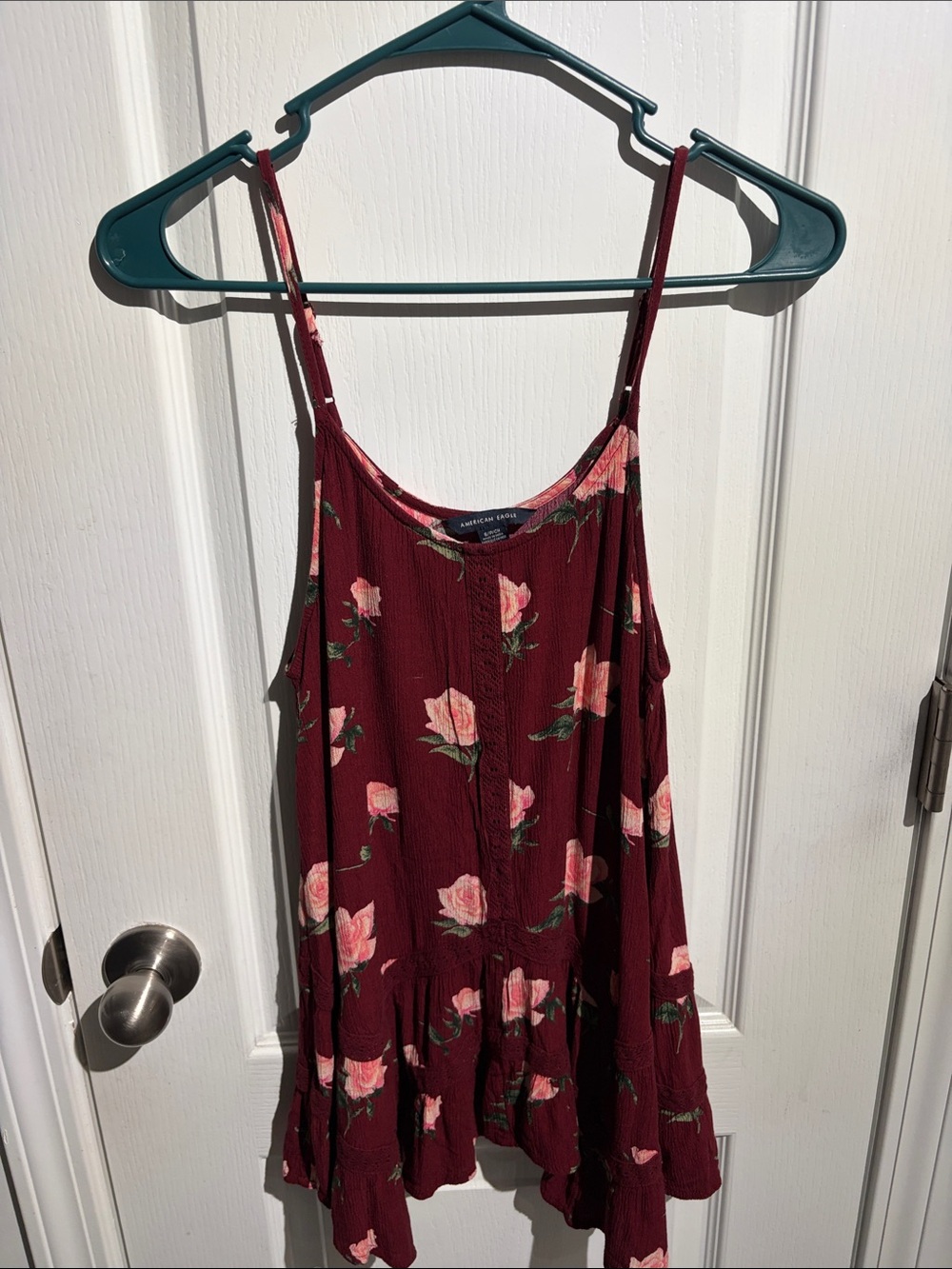 NWOT American Eagle Outfitters Burgundy Floral Spaghetti-Strap Camisole